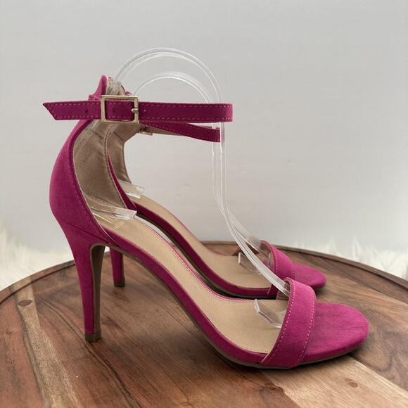 Material Girl Shoes Womens Size 9 Fuchsia Pink Mblaire Ankle Strap Heels Sandals - Picture 1 of 15